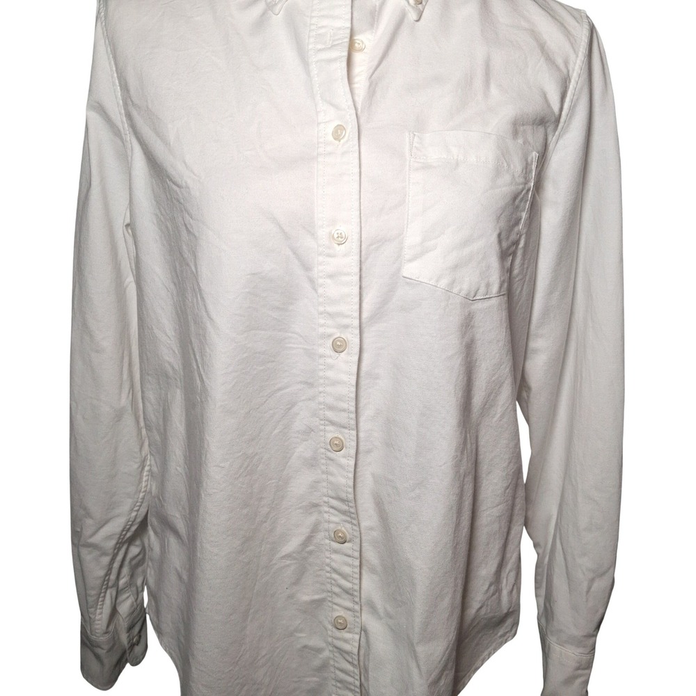 GAP Perfect Shirt M Optic White Button Down Long Sleeve Stretch Womens - Picture 7 of 12